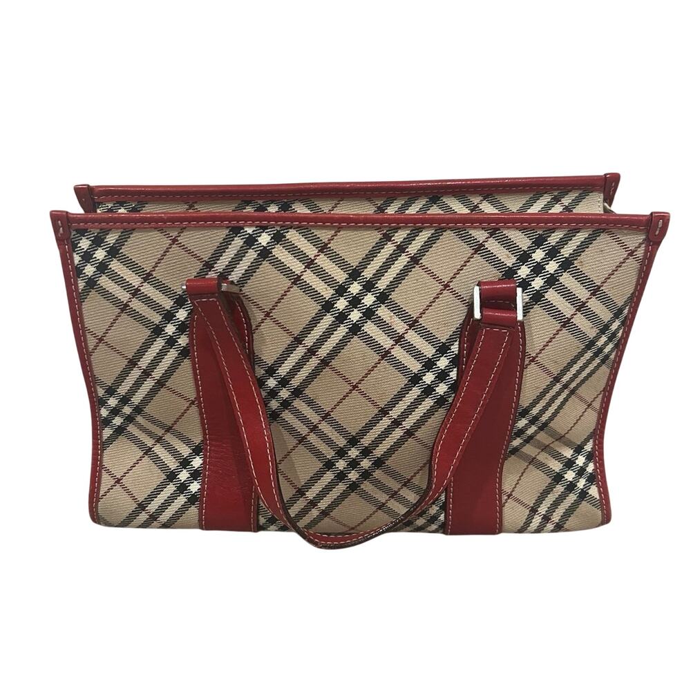 Vintage Burberry Blue Label Tote Hand Bag Nova Check Purse 12x8.5 - Picture 2 of 12